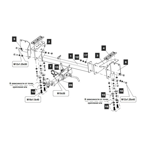 189385 TOWRUS Фаркоп на Haval F7 2024-, Haval F7x 2025- без выреза в бампере. Тип шара: EA (E с антистуком). Нагрузки: 1500/75 кг, масса фаркопа 26,8 кг (без электрики в комплекте)