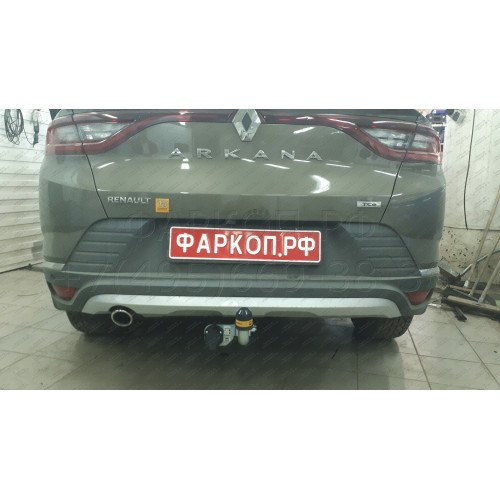 91715-A MOTODOR Фаркоп с оцинкованным шаром на Renault Arkana 2019-2022 без выреза в бампере. Тип шара: A. Нагрузки: 1500/75 кг, масса фаркопа 16,5 кг (без электрики в комплекте)