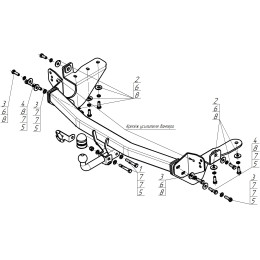 92506-A MOTODOR Фаркоп с оцинкованным шаром на Toyota RAV4 2013-2019. Необходима подрезка бампера. Тип шара: A. Нагрузки: 1500/75 кг, масса фаркопа 23 кг (без элект