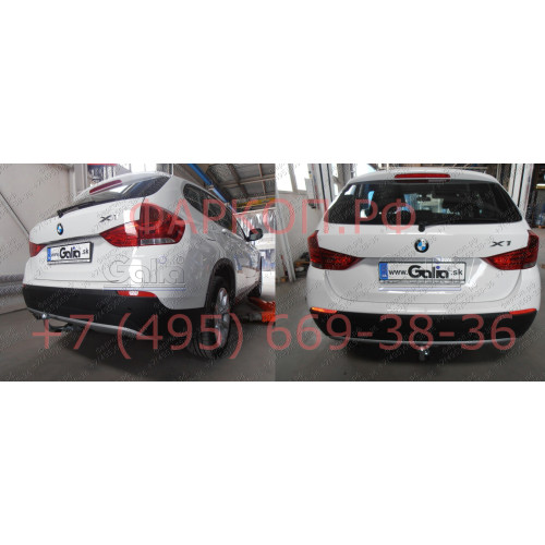 B018A GALIA Полностью оцинкованный фаркоп на BMW X1 E84 2009-2015, кроме M-обвеса. Подрозетник убирается за бампер. Тип шара: A. Без выреза бампера. Нагрузки: 2000/85 кг, масса фаркопа 12,72 кг