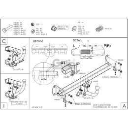 B020A GALIA Полностью оцинкованный фаркоп на BMW 5-Series седан F10 / универсал F11 2010-2016, BMW 5-Series GT F07 2010-2017. Подрозетник убирается за бампер. Тип шара: A. Не