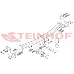 C-017 STEINHOF Фаркоп на Citroen C2 хетчбек 3 дверей 2003-2010 без снятия и подрезки бампера. Тип шара: A. Нагрузки: 600/27 кг, масса фаркопа 15,3 кг (без электрики 