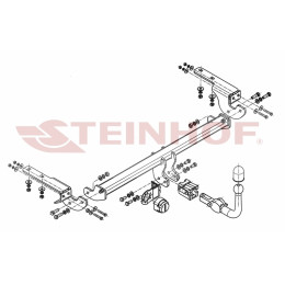 C-048 STEINHOF Фаркоп на Citroen DS4 2011-2018. Требуется подрезка бампера. Тип шара: AH (горизонтальное быстросъемное крепление шара на ключе). Нагрузки: 1750/7