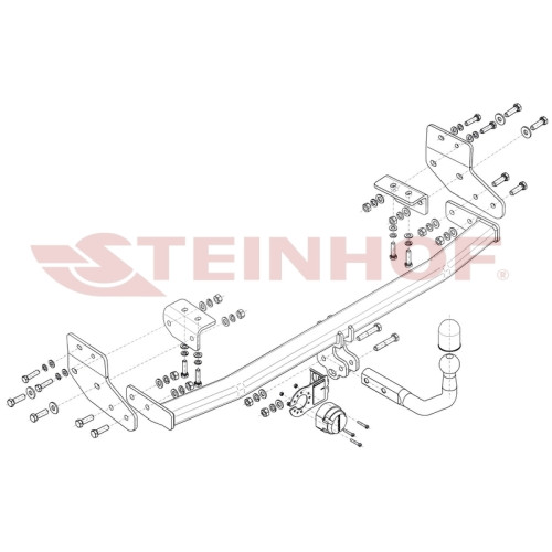 C-215 STEINHOF Фаркоп на Chrysler PT Cruiser, в т.ч. кабриолет 2000-2010 без снятия и подрезки бампера. Тип шара: A. Нагрузки: 1300/80 кг, масса фаркопа 19,9 кг (без электрики в комплекте)