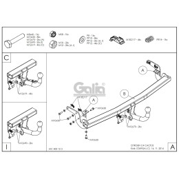 C069A GALIA Полностью оцинкованный фаркоп на Citroen C4 Cactus 2014-2020. Подрозетник убирается за бампер. Тип шара: A. Установка без снятия и выреза бампера. 