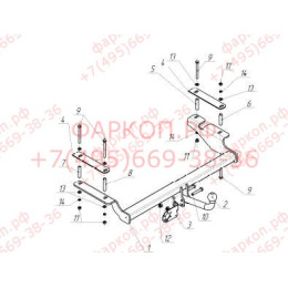 CV 07 AVTOS Фаркоп на Chevrolet Nexia 2020-, Ravon Nexia R3 2015-2020, Chevrolet Aveo седан 2002-2012. Необходима подрезка бампера. Тип шара: A. Нагрузки: 750/50 кг, масса фаркопа 16,5 к
