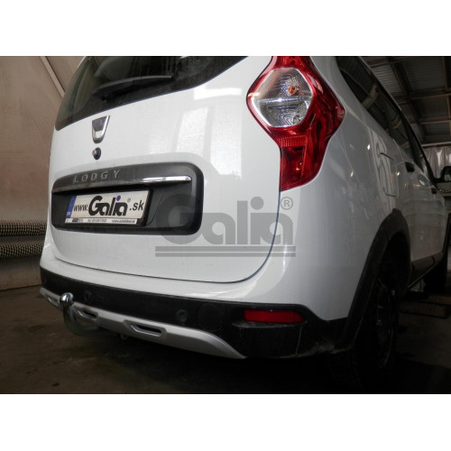 D046A GALIA Полностью оцинкованный фаркоп на Dacia Lodgy 2012-2022. Подрозетник убирается за бампер. Тип шара: A. Установка без снятия и выреза бампера. Нагрузки: 1500/75 кг, масса фаркопа 17,42 кг