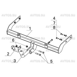 DO 01 AVTOS Фаркоп на Datsun on-DO 2014-2020 без подрезки бампера. Тип шара: A. Нагрузки: 1000/75 кг, масса фаркопа 12 кг (без электрики в комплекте)