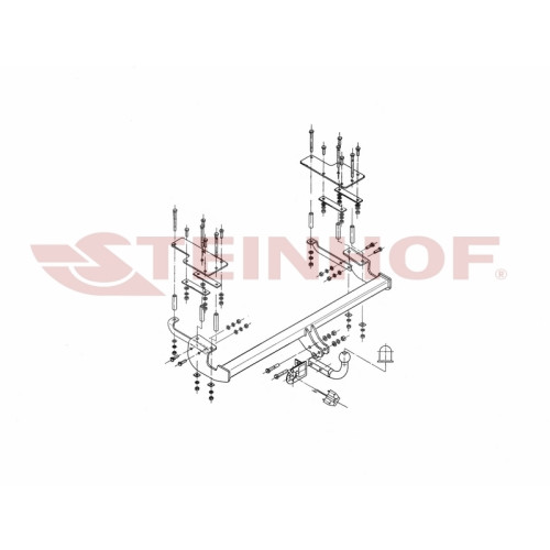 F-143 STEINHOF Фаркоп на Suzuki SX4 хетчбек 5 дверей 2WD/4WD 2006-2013, FIAT Sedici хетчбек 5 дверей 2006-2013. Требуется подрезка бампера. Тип шара: A. Нагрузки: 1350/75 кг, масса фаркопа 21 кг (без электрики в комплекте)
