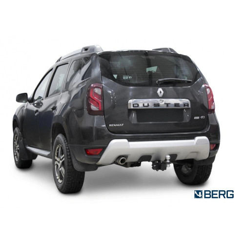 F.4711.002 BERG Фаркоп на Renault Duster 2021-2022 (без выреза бампера), Renault Kaptur 2016-2022, Renault Duster 2011-2021, Nissan Terrano 2014-2022 (необходима подрезка бампера). Тип шара: E. Нагрузки: 1200/75 кг, масса фаркопа 18 кг (без электрики в ко