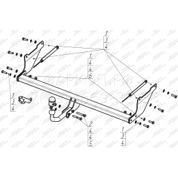 F104As АвтоСтандарт Фаркоп с оцинкованным шаром на Ford Focus III универсал 2011-2019 без выреза в бампере. Тип шара: A. Нагрузки: 1100/75 кг, масса фаркопа 15,4 