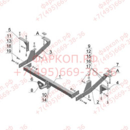 FA 05 AVTOS Фаркоп на FIAT Ducato Sollers фургон 2008-2011, FIAT Ducato II фургон 1994-2006, Citroen Jumper фургон 1994-2006, Peugeot Boxer фургон 1994-2006 без подрезки бампера. Тип шара: A. Наг