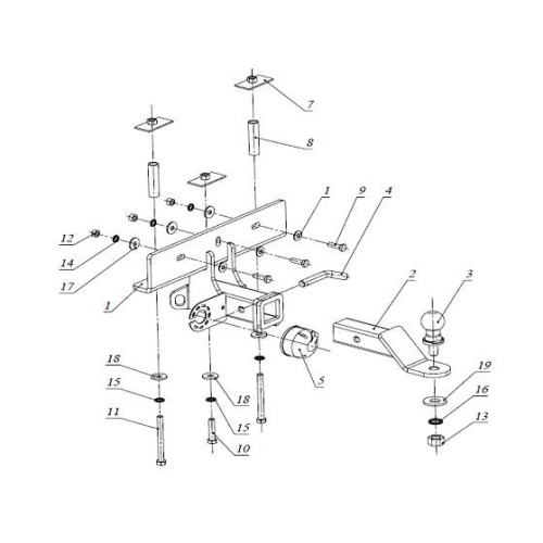 FA 0661-E Бизон Фаркоп на Tagaz Tager 2008-2011, SsangYong Korando 1997-2003 без подрезки бампера. Тип шара: E (легкосъемный шар под квадрат). Нагрузки: 2500/120 кг. Не комплектуется электрикой