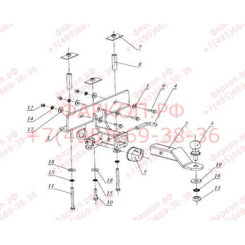 FA 0661-E Бизон Фаркоп на Tagaz Tager 2008-2011, SsangYong Korando 1997-2003 без подрезки бампера. Тип шара: E (легкосъемный шар под квадрат). Нагрузки: 2500/120 кг. Не комплектуется электрикой