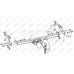 FA 1010-E Бизон Фаркоп на Toyota Highlander 1 XU20-40 2003-2010, Lexus RX 300/350/400 2003-2009 без подрезки бампера. Тип шара: E (легкосъемный шар под квадрат). Нагрузки: 3100/120 к