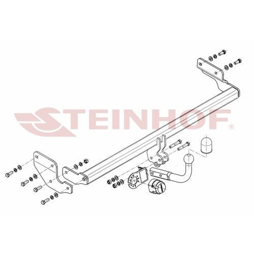H-208 STEINHOF Фаркоп на Hyundai Accent 2006-2011, кроме сборки ТагАЗ. Требуется подрезка бампера. Тип шара: A. Нагрузки: 1400/60 кг, масса фаркопа 17 кг (без электрики в комплекте)