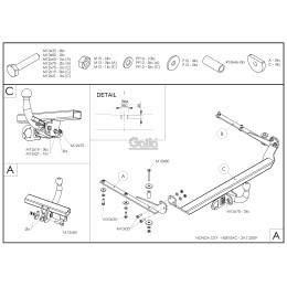 H081C GALIA Полностью оцинкованный фаркоп на Honda City 2008-2013. Тип шара: C (горизонтальный съемный). Невидимый вырез бампера. Нагрузки: 1000/70 кг, масса фа