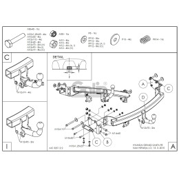 H094C GALIA Полностью оцинкованный фаркоп на Hyundai Grand Santa Fe 2014-2018. Подрозетник убирается за бампер. Тип шара: C (горизонтальный съемный). Невидимый 