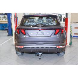 HTS-21-991122.00 PT GROUP Фаркоп на Hyundai Tucson 2021- (сборка РФ), Kia Sportage 2022- без подрезки бампера. Тип шара: E (легкосъемный шар под квадрат). Нагрузки: 2500/100 кг, 