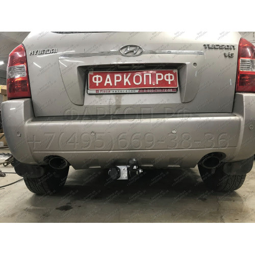 H204-A Лидер-плюс ТСУ для Hyundai Tucson 2004-2010, Kia Sportage 2005-2010 без снятия и выреза бампера. Нагрузки: 1500/75 кг, масса фаркопа 17,4 кг (без электрики в комплекте)