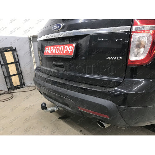 F123C GALIA Полностью оцинкованный фаркоп на Ford Explorer 2011-2015 (без подрезки бампера), Ford Explorer 2015-2020 (минимальная подрезка бампера). Подрозетник убирается за бампер. Тип шара: C (горизонтальный съемный). Нагрузки: 2400/130 кг, масса фаркоп