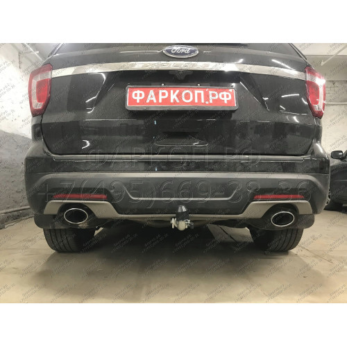 F123C GALIA Полностью оцинкованный фаркоп на Ford Explorer 2011-2015 (без подрезки бампера), Ford Explorer 2015-2020 (минимальная подрезка бампера). Подрозетник убирается за бампер. Тип шара: C (горизонтальный съемный). Нагрузки: 2400/130 кг, масса фаркоп