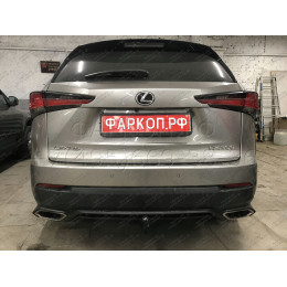 L-166 STEINHOF Фаркоп на Lexus NX 2014-2021. Требуется подрезка бампера. Тип шара: AV (вертикальное быстросъемное крепление шара на ключе). Нагрузки: 1500/75 кг,