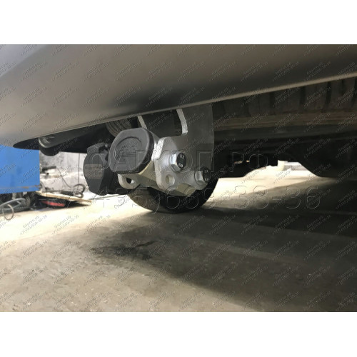H077C GALIA Полностью оцинкованный фаркоп на Hyundai Starex 2008-2018, 2018-2023, Hyundai H1 2008-2018, 2018-2023. Тип шара: C (горизонтальный съемный). Установка без снятия и выреза бампера. Нагрузки: 2300/100 кг, масса фаркопа 25,57 кг