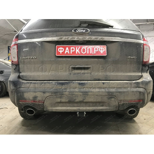 F123C GALIA Полностью оцинкованный фаркоп на Ford Explorer 2011-2015 (без подрезки бампера), Ford Explorer 2015-2020 (минимальная подрезка бампера). Подрозетник убирается за бампер. Тип шара: C (горизонтальный съемный). Нагрузки: 2400/130 кг, масса фаркоп