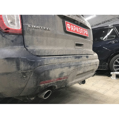 F123C GALIA Полностью оцинкованный фаркоп на Ford Explorer 2011-2015 (без подрезки бампера), Ford Explorer 2015-2020 (минимальная подрезка бампера). Подрозетник убирается за бампер. Тип шара: C (горизонтальный съемный). Нагрузки: 2400/130 кг, масса фаркоп