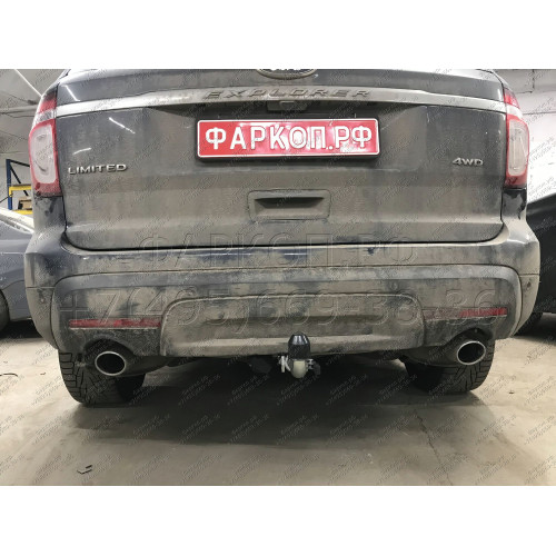 F123C GALIA Полностью оцинкованный фаркоп на Ford Explorer 2011-2015 (без подрезки бампера), Ford Explorer 2015-2020 (минимальная подрезка бампера). Подрозетник убирается за бампер. Тип шара: C (горизонтальный съемный). Нагрузки: 2400/130 кг, масса фаркоп