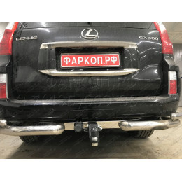 FA 0602-E(N) Бизон Фаркоп с хромированной накладкой на Toyota Land Cruiser Prado 150 2010-2023, Toyota Land Cruiser Prado 120 2002-2010 без подрезки бампера. Тип шара: E (легкосъемны