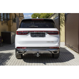 JXD-23-991122.00 PT GROUP Фаркоп на Jetour X90 Plus 2023- без подрезки бампера. Тип шара: E (легкосъемный шар под квадрат). Нагрузки: 1200/100 кг, масса фаркопа 20,9 кг (б