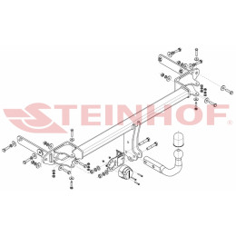 K-075 STEINHOF Фаркоп на Kia Stonic 2017-. Требуется подрезка бампера. Тип шара: A. Нагрузки: 1200/80 кг, масса фаркопа 16,2 кг (без электрики в комплекте)