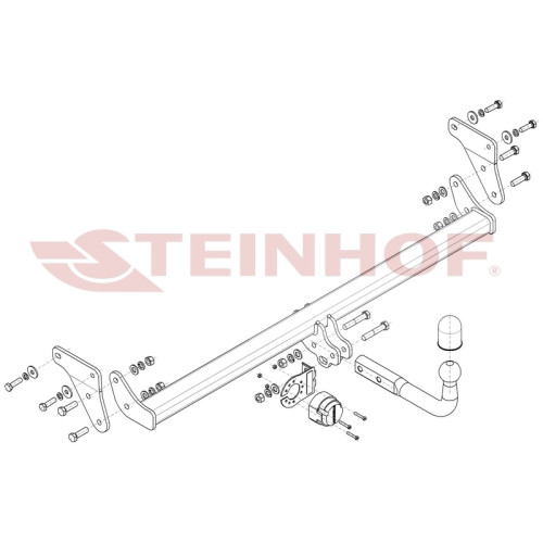 K-096 STEINHOF Фаркоп на Kia E-Niro 2019-. Требуется подрезка бампера. Тип шара: A. Нагрузки: 750/100 кг, масса фаркопа 15,3 кг (без электрики в комплекте)