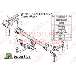 L205-A Лидер-плюс ТСУ для Land Rover Freelander 2 2006-2015 без выреза бампера. Нагрузки: 1500/75 кг, масса фаркопа 15,52 кг (без электрики в комплекте)