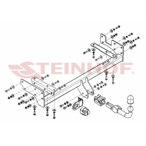 M-345 STEINHOF Фаркоп на Mitsubishi Outlander 2003-2007 без снятия и подрезки бампера. Тип шара: AH (горизонтальное быстросъемное крепление шара на ключе). Нагрузки: 1500/75 кг, масса фаркопа 23,1 кг (без электрики в комплекте)