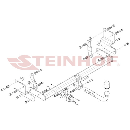 M-359 STEINHOF Фаркоп на Mitsubishi Pajero Pinin H70 3 двери 1999-2007. Требуется подрезка бампера. Тип шара: A. Нагрузки: 1850/85 кг, масса фаркопа 19,4 кг (без электрики в комплекте)