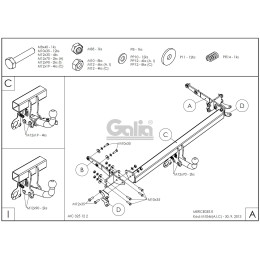 M104A GALIA Полностью оцинкованный фаркоп на Mercedes E-Class w211 седан 2002-2009. Подрозетник убирается за бампер. Тип шара: A. Без выреза бампера. Нагрузки: 22