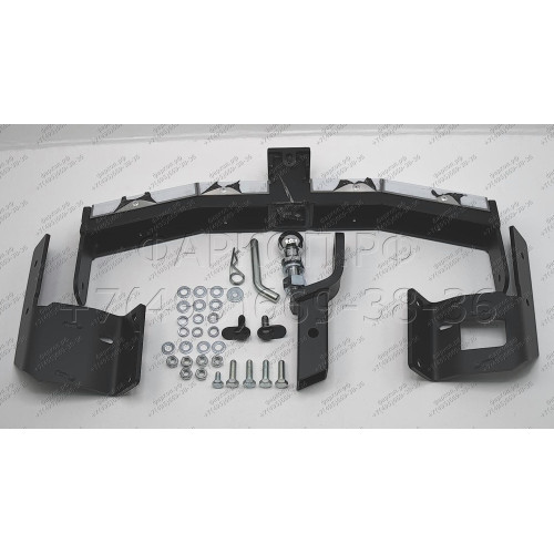MPS-08-991124.00 PT GROUP Фаркоп с нержавеющей накладкой на Mitsubishi Pajero Sport дорестайл 2016-2021 без подрезки бампера. Тип шара: E (легкосъемный шар под квадрат). Нагрузки: 3200/115 кг, масса фаркопа 20,7 кг (без электрики в комплекте)