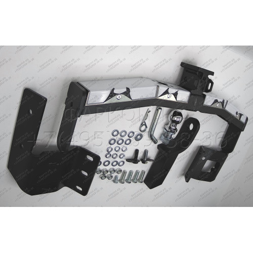 MPS-08-991124.00 PT GROUP Фаркоп с нержавеющей накладкой на Mitsubishi Pajero Sport дорестайл 2016-2021 без подрезки бампера. Тип шара: E (легкосъемный шар под квадрат). Нагрузки: 3200/115 кг, масса фаркопа 20,7 кг (без электрики в комплекте)