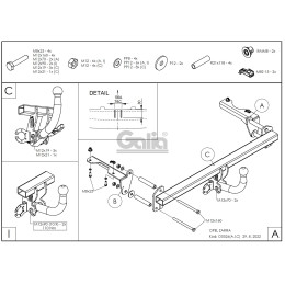 O052C GALIA Полностью оцинкованный фаркоп на Opel Zafira B 2005-2012. Тип шара: C (горизонтальный съемный). Невидимый вырез бампера. Нагрузки: 1500/75 кг, масса 