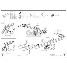 O067C GALIA Полностью оцинкованный фаркоп на Opel Astra K хетчбек 5 дверей 2015-2021. Подрозетник убирается за бампер. Тип шара: C (горизонтальный съемный). 