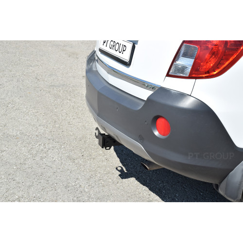 OPA-06-991122.00 PT GROUP Фаркоп на Opel Antara 2006-2017 без подрезки бампера. Тип шара: E (легкосъемный шар под квадрат). Нагрузки: 2000/150 кг, масса фаркопа 15,1 кг (без электрики в комплекте)