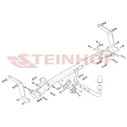 P-062 STEINHOF Фаркоп на Peugeot 3008 2017-2024. Требуется подрезка бампера. Тип шара: A. Нагрузки: 2000/90 кг, масса фаркопа 19,27 кг (без электрики в комплекте)