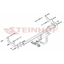 R-039 STEINHOF Фаркоп на Renault Fluence седан 2010-2016. Требуется подрезка бампера. Тип шара: A. Нагрузки: 1300/75 кг, масса фаркопа 20,2 кг (без электрики в комплек