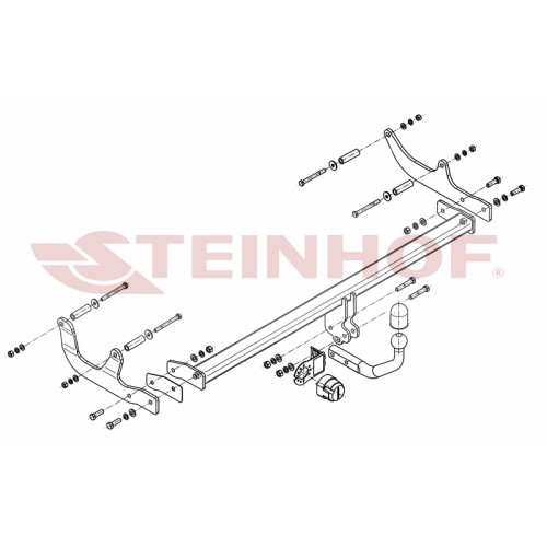 R-039 STEINHOF Фаркоп на Renault Fluence седан 2010-2016. Требуется подрезка бампера. Тип шара: A. Нагрузки: 1300/75 кг, масса фаркопа 20,2 кг (без электрики в комплекте)