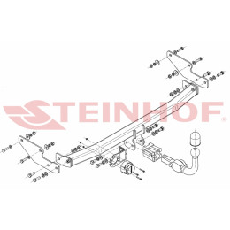 R-137 STEINHOF Фаркоп на Renault Twingo хетчбек 3 двери 2007-2014. Требуется подрезка бампера. Тип шара: AH (горизонтальное быстросъемное крепление шара на клю