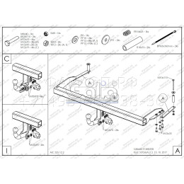 S072A GALIA Полностью оцинкованный фаркоп на Subaru Forester 1997-2008. Подрозетник убирается за бампер. Тип шара: A. Без выреза бампера. Нагрузки: 2100/85 кг, ма