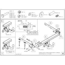 S076C GALIA Полностью оцинкованный фаркоп на Subaru Legacy универсал (BP), Subaru Outback 4WD 2004-2009. Тип шара: C (горизонтальный съемный). Невидимый вырез бампера. 